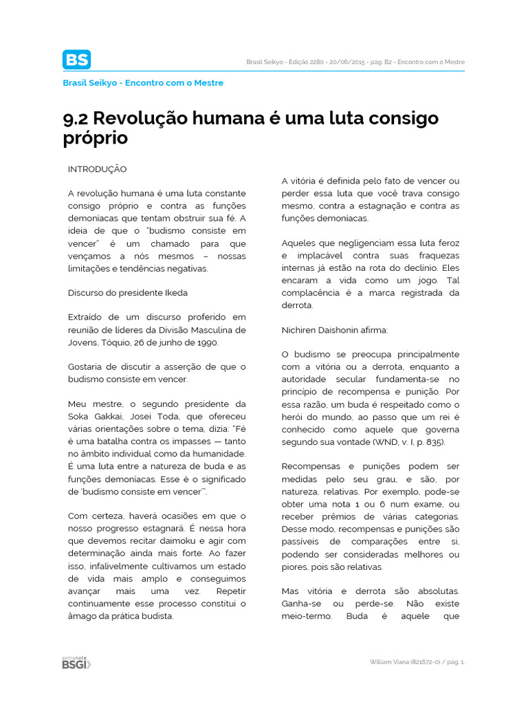 92 Revolucao Humana e Uma Luta Consigo Proprio | PDF