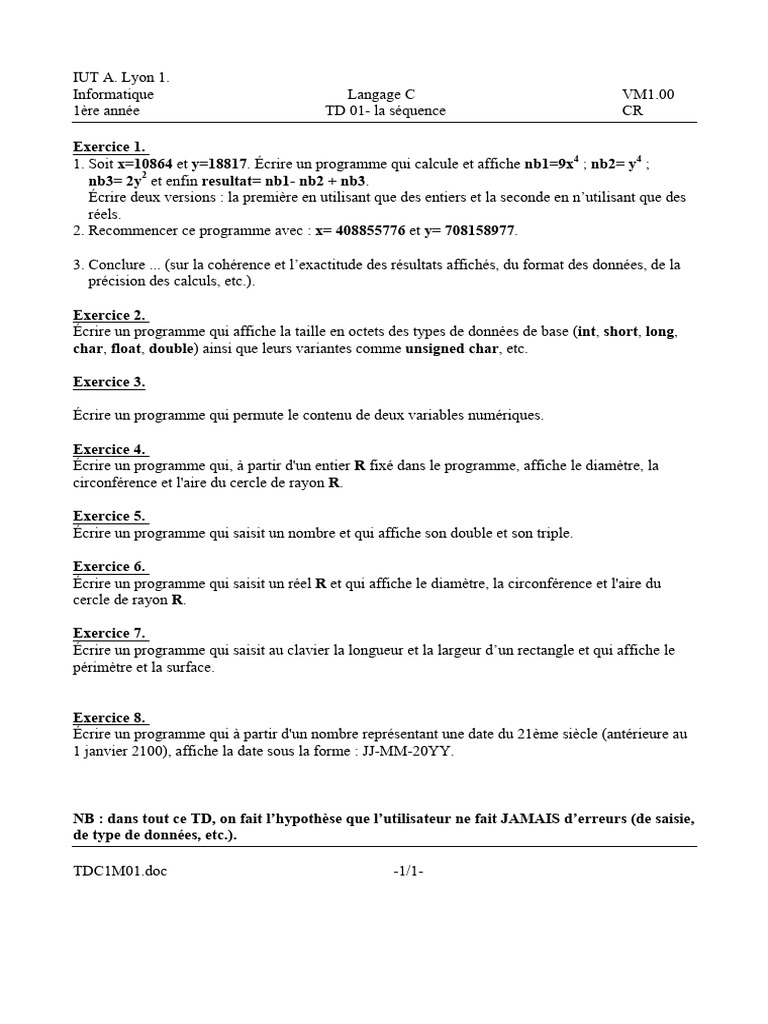 Exercice C 2 | PDF | Pointeur (programmation) | C (Langage de ...