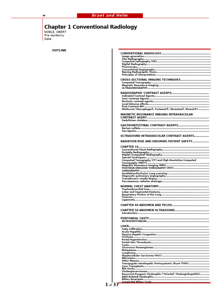 Brant Summary | PDF | Ct Scan | Radiography