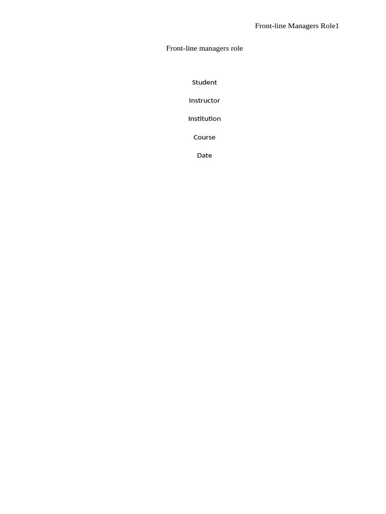Front-line managers role | PDF | Employment | Performance Appraisal