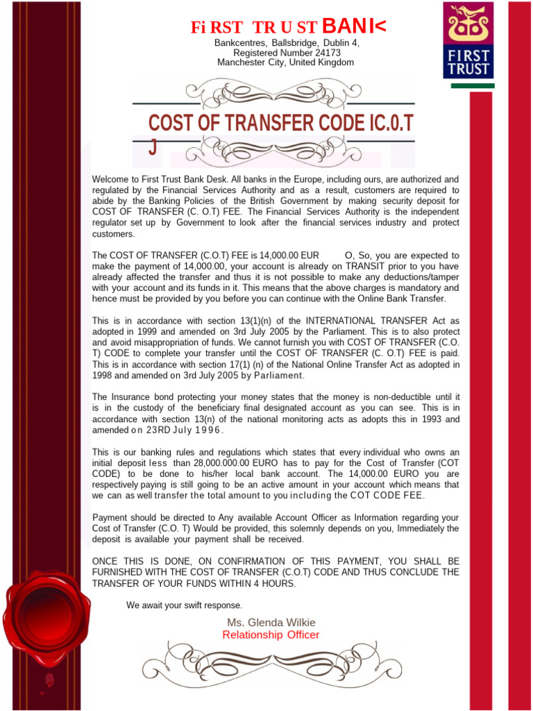 Cost of Transfer Code Words | PDF