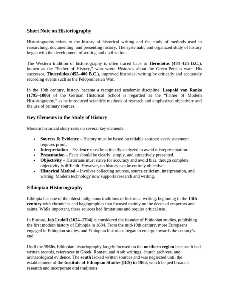 Short Note On Historiography | PDF | Historiography | Historian