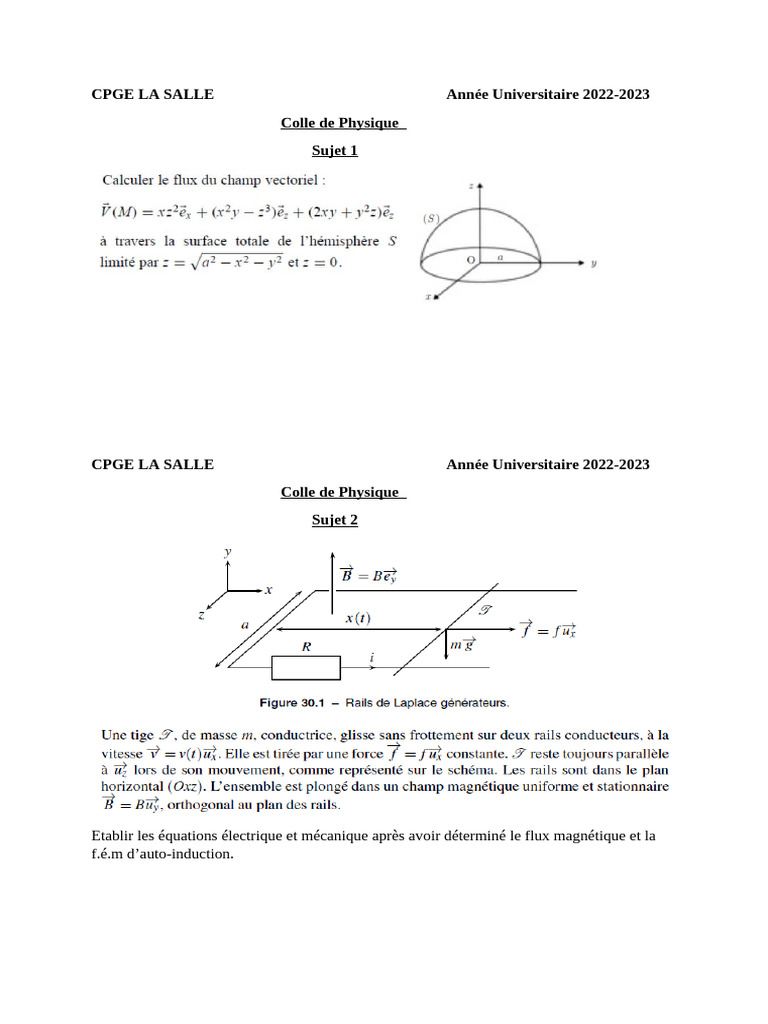 Colle Physique 20223 | PDF | Physique | Transformateur électrique