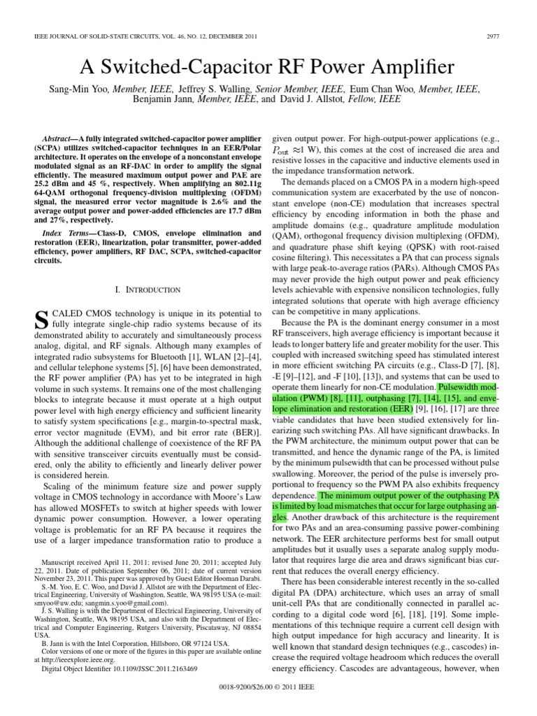 A Switched-Capacitor RF Power Amplifier | PDF | Capacitor | Cmos