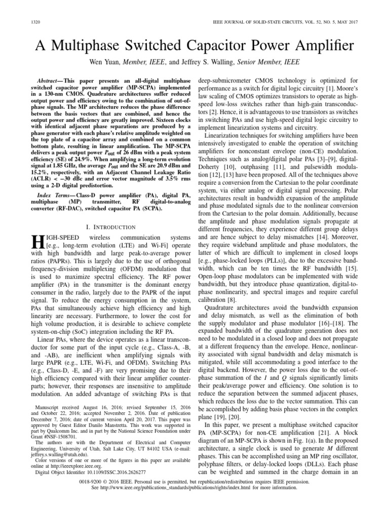 A Multiphase Switched Capacitor Power Amplifier | PDF | Amplifier ...