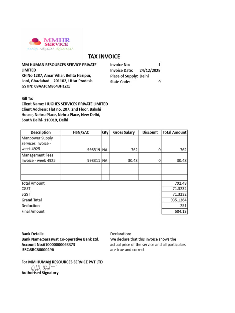 MMHR GST Invoice With - 41.Xlsx - Google Sheets | PDF