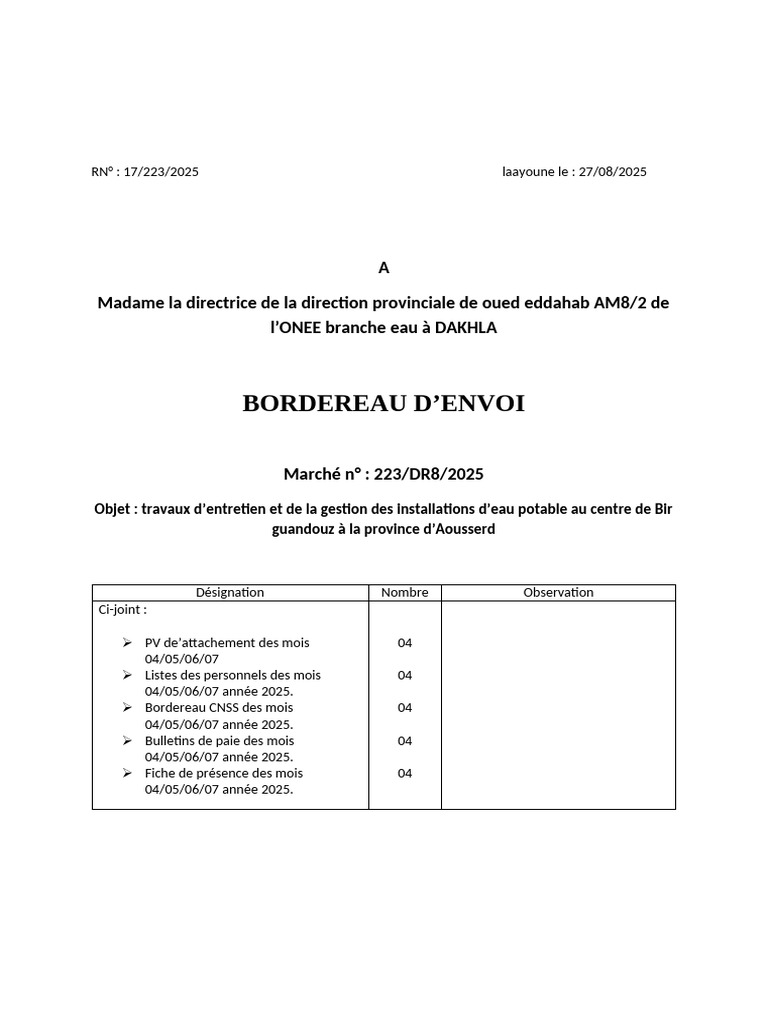 Bordereau | PDF
