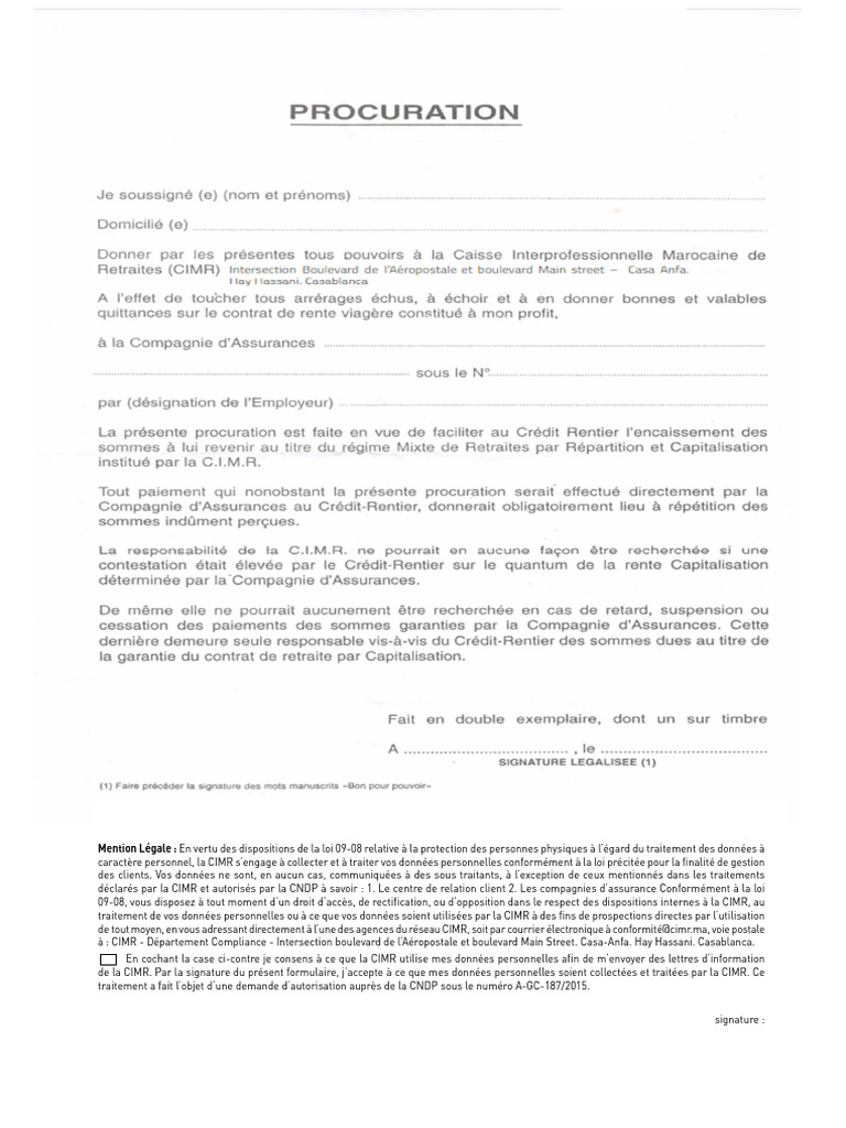 Modele de Procuration Liquidation Pension Principale | PDF