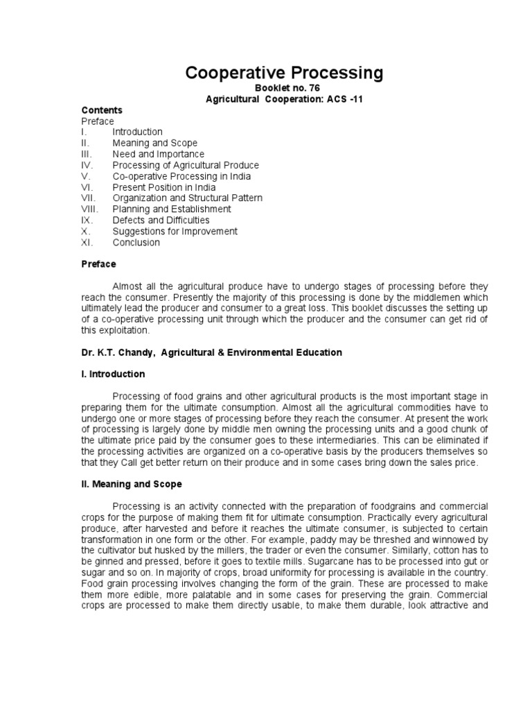 Cooperative Processing 076 PDF Cooperative Sugarcane
