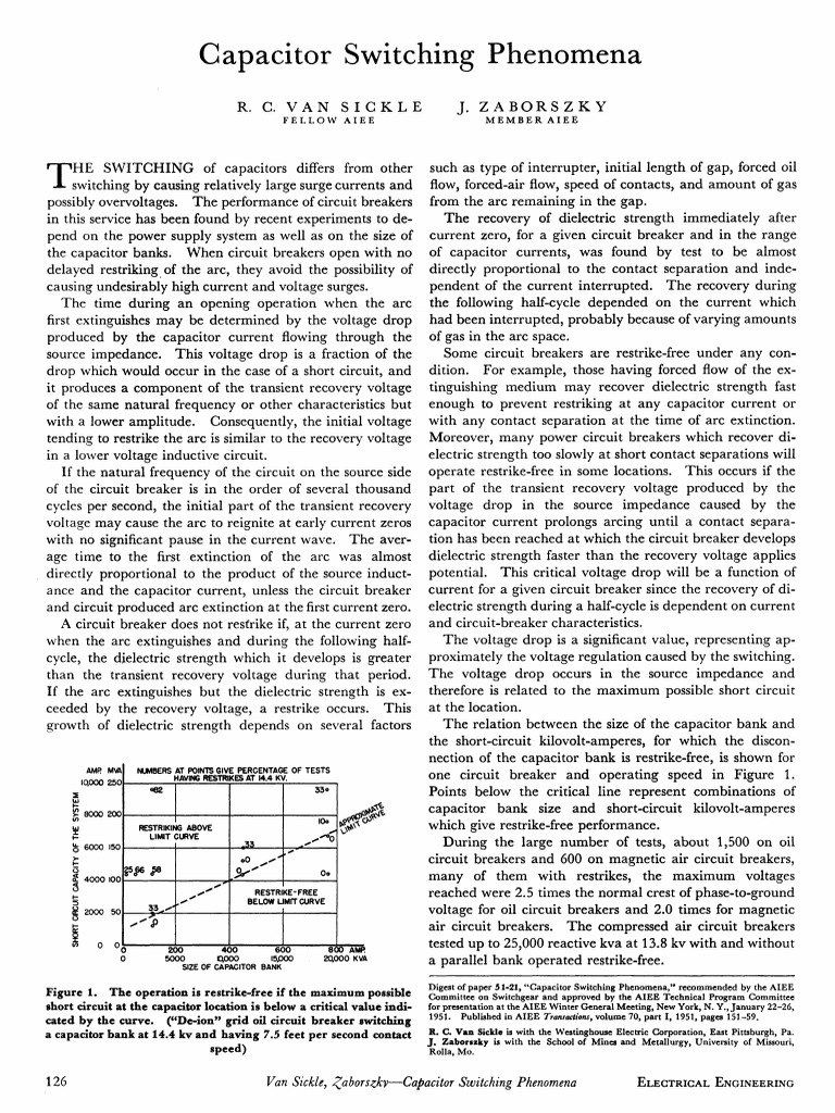 1952 - Capacitor Switching Phenomena | PDF | Capacitor | Electric Arc