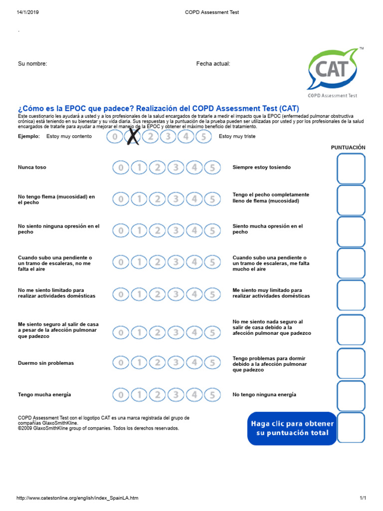 COPD Assessment Test | PDF | Enfermedad pulmonar obstructiva crónica ...