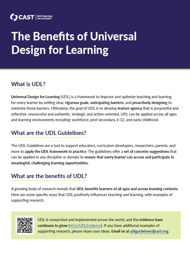 UDL Benefits Evidence A11y | PDF | Learning | Education Theory