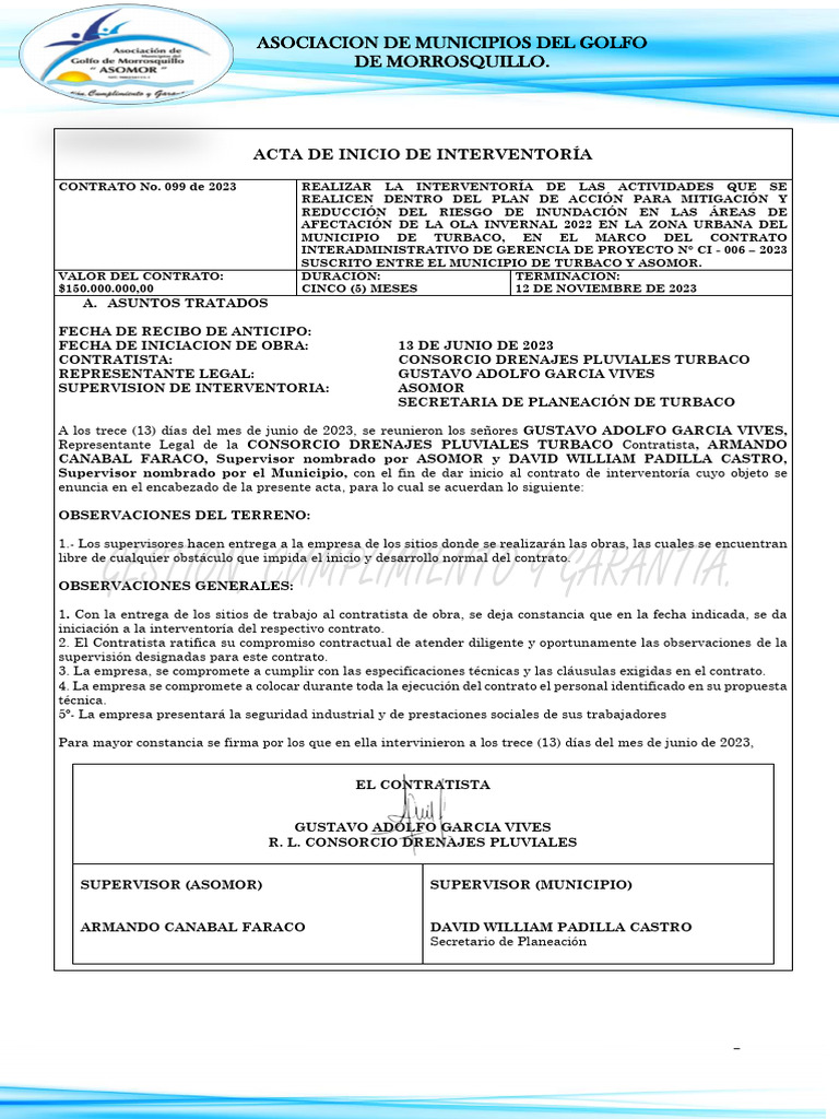 Acta de Inicio | PDF