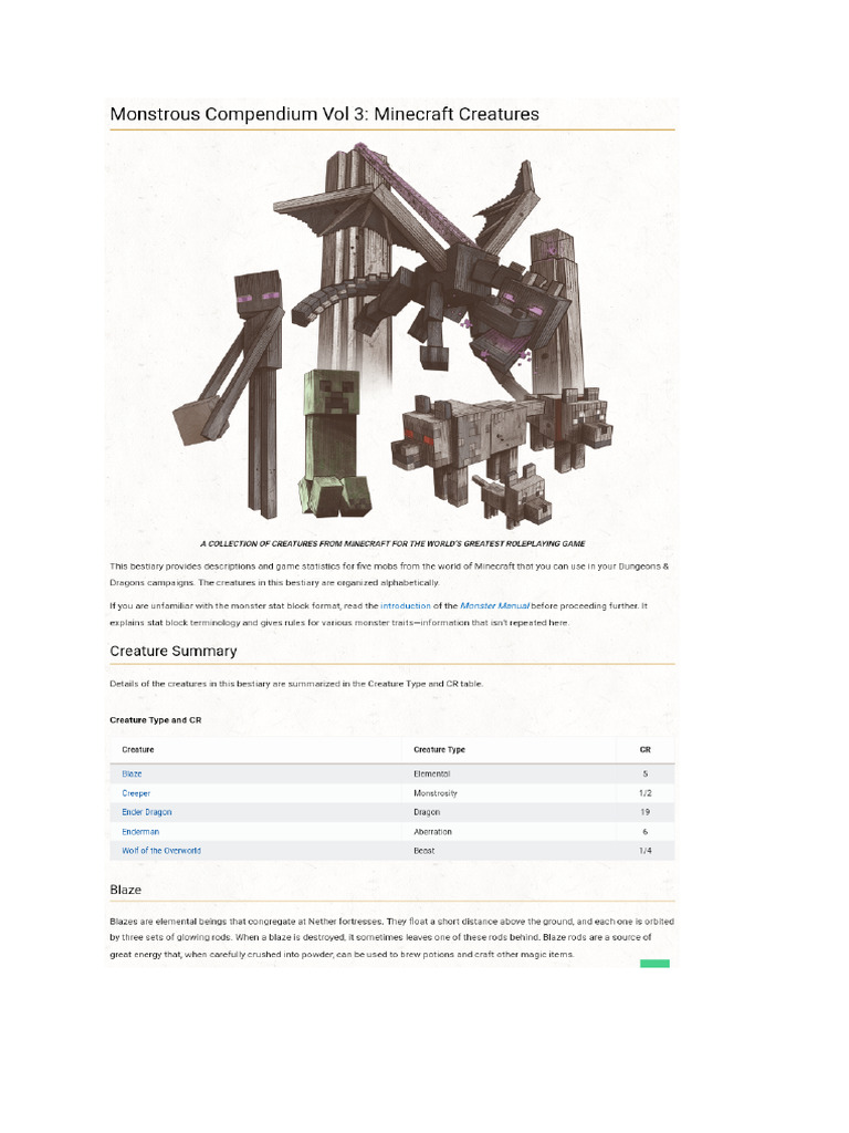 Minecraft Creatures | PDF