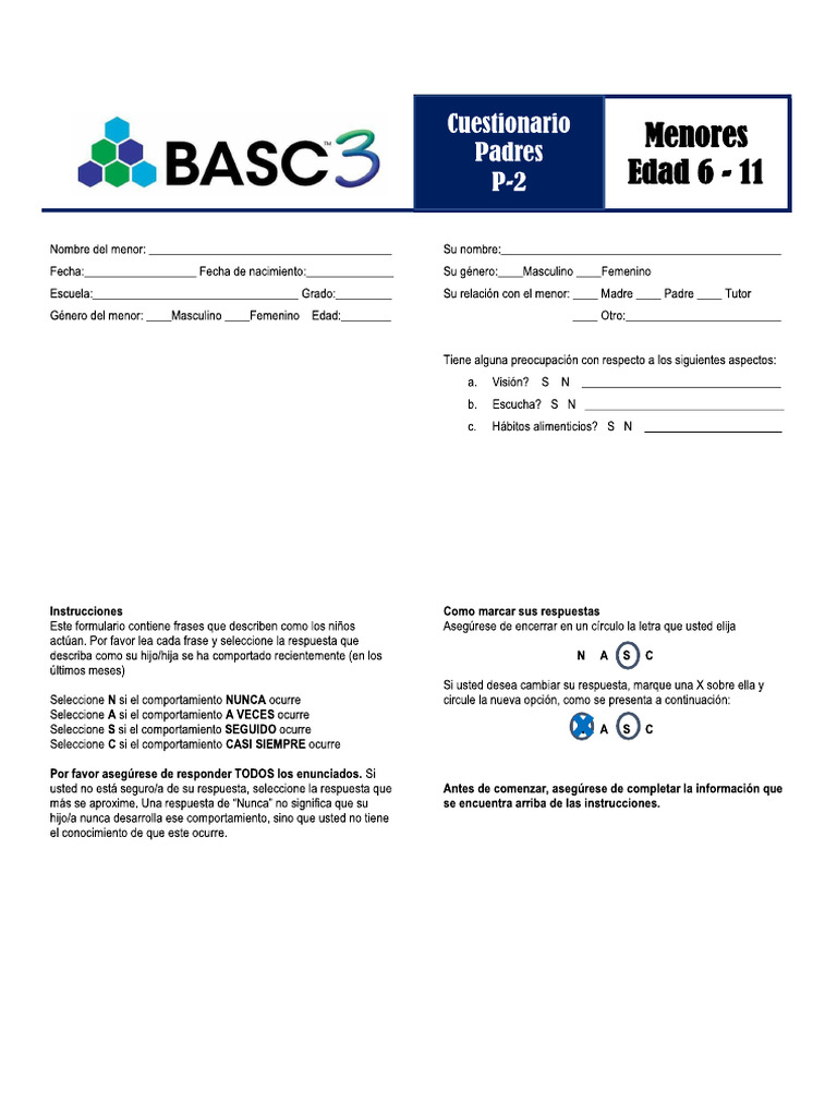BASC-3. Padres. 6-11 Años | PDF