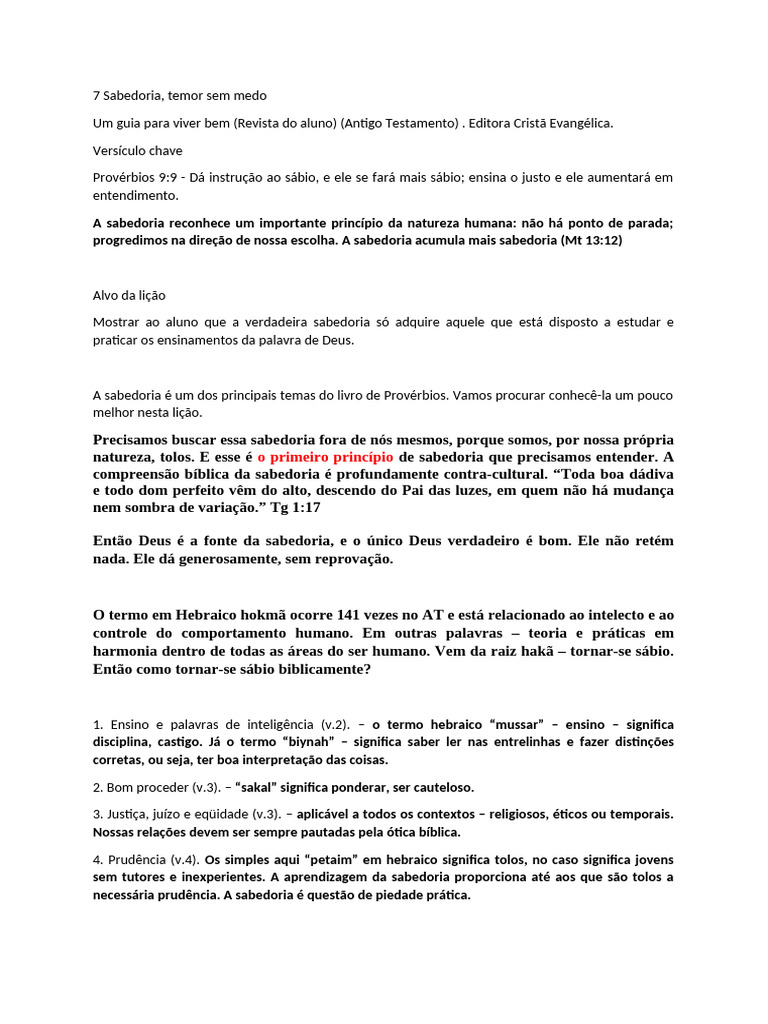 Sabedoria, Temor Sem Medo | PDF | Sabedoria | Deus