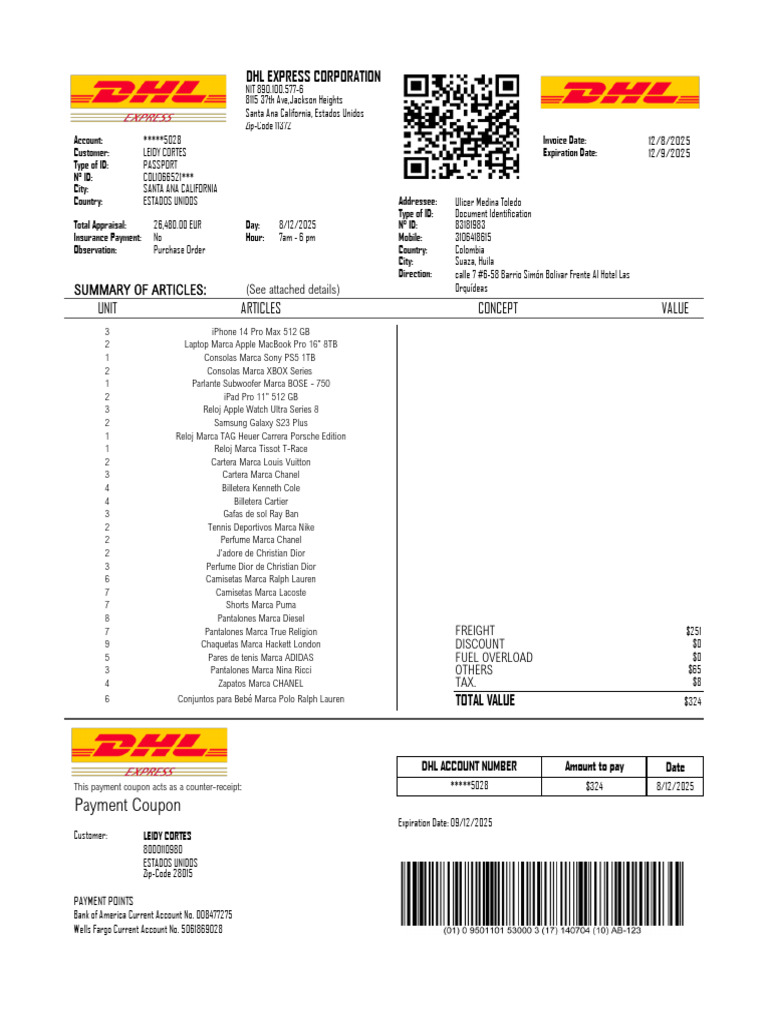 USA ReceiptPayment DHLExpress 569344981 1 | PDF | Apple Inc.