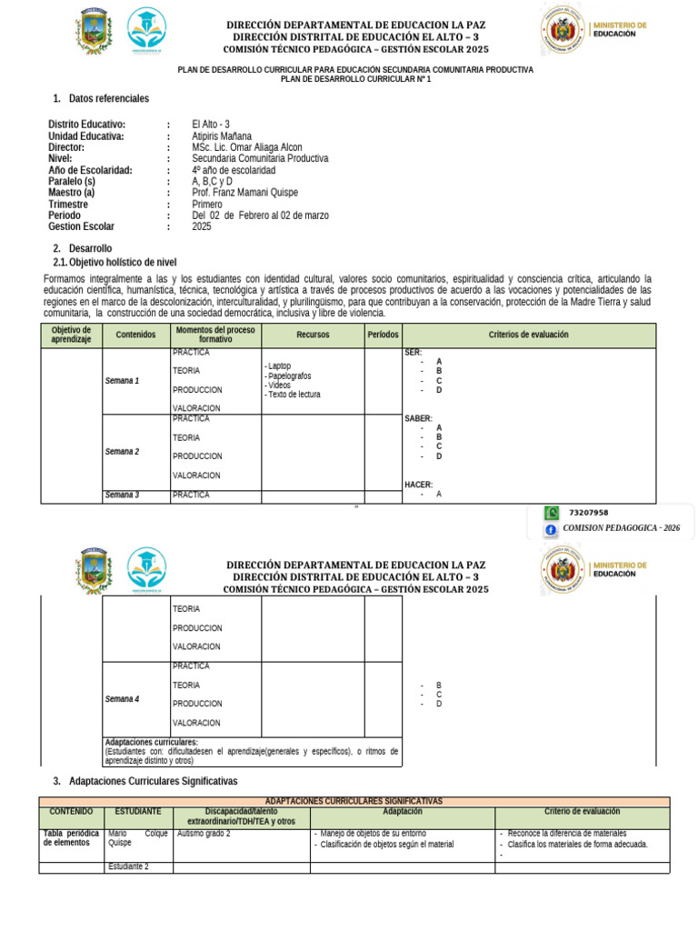 Formato PDC Secundaria Ddeea-3 2026 | PDF | Plan de estudios | Pedagogía