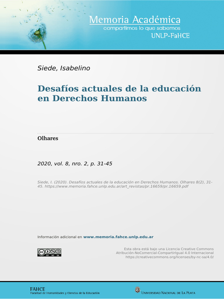Siede_Isabelino_ Desafíos Actuales de La Educación en Derechos Humanos ...