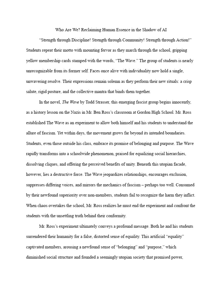 who are we? reclaiming human essence in the shadow of AI | PDF ...