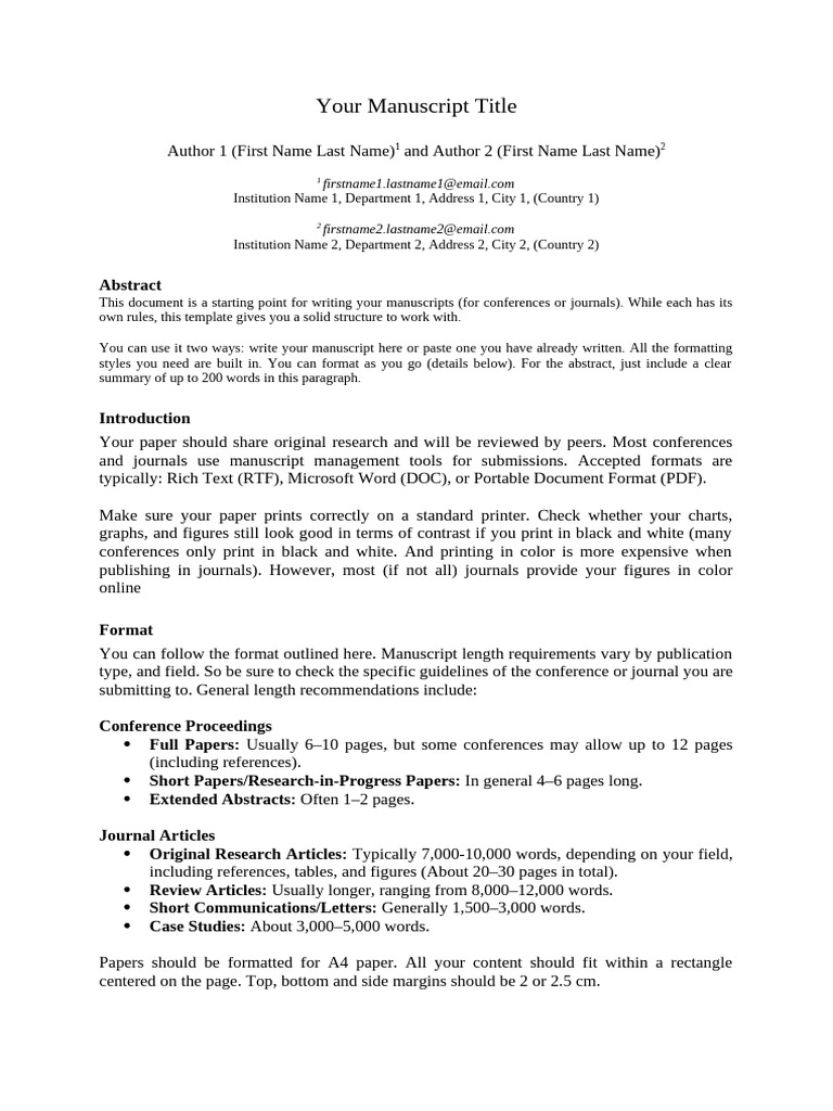 Article and Conference Proceeding Template | PDF