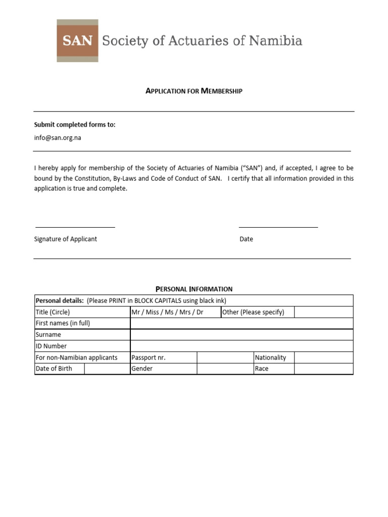 SAN_Membership_Application_Form | PDF | Bachelor's Degree