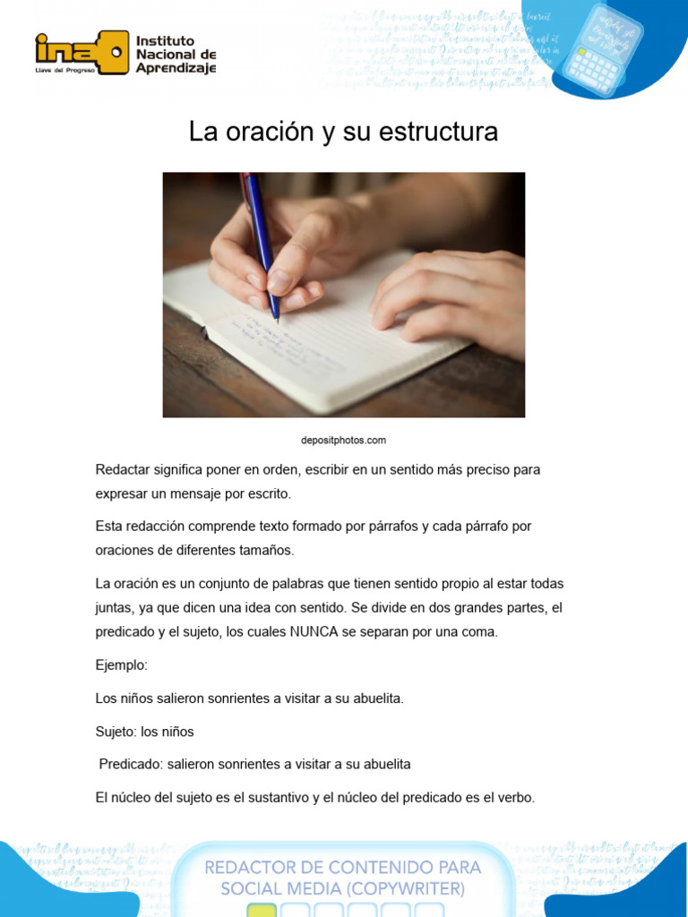 RECURSO 06 PDF La Oración y Su Estructura | PDF | Predicado (Gramática ...