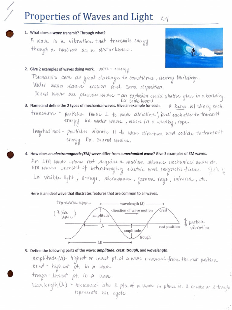 Properties of Waves and Light Note | PDF