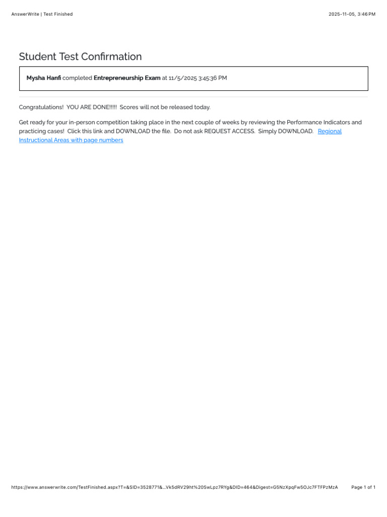 AnswerWrite - Test Finished | PDF