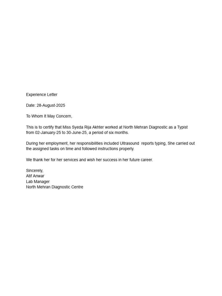 Experiance Letter | PDF