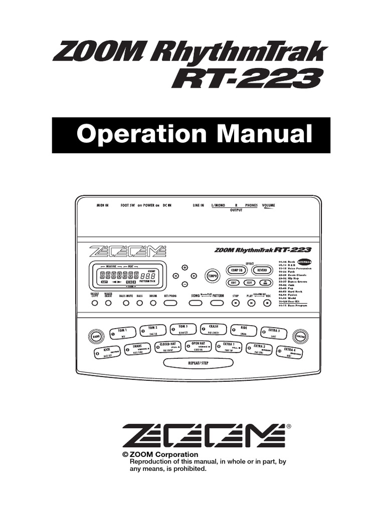 E - RT-223 Zoom RT-223 Manual | PDF | Drum Kit | Alternating Current