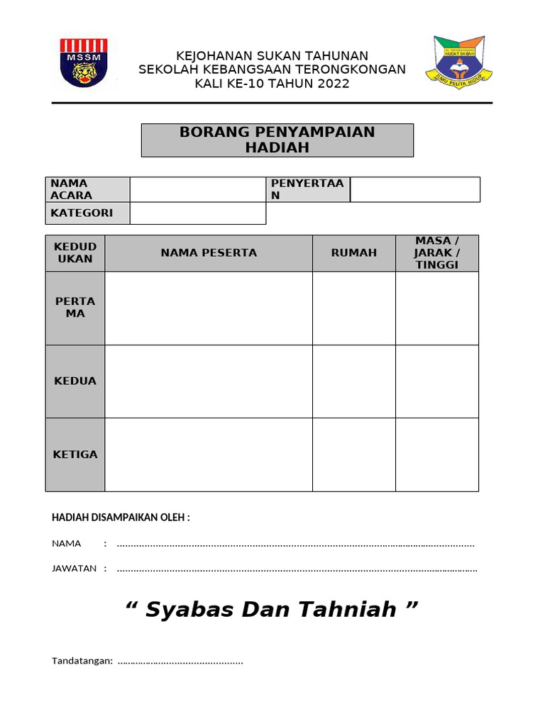 05 Borang Penyampaian Hadiah | PDF
