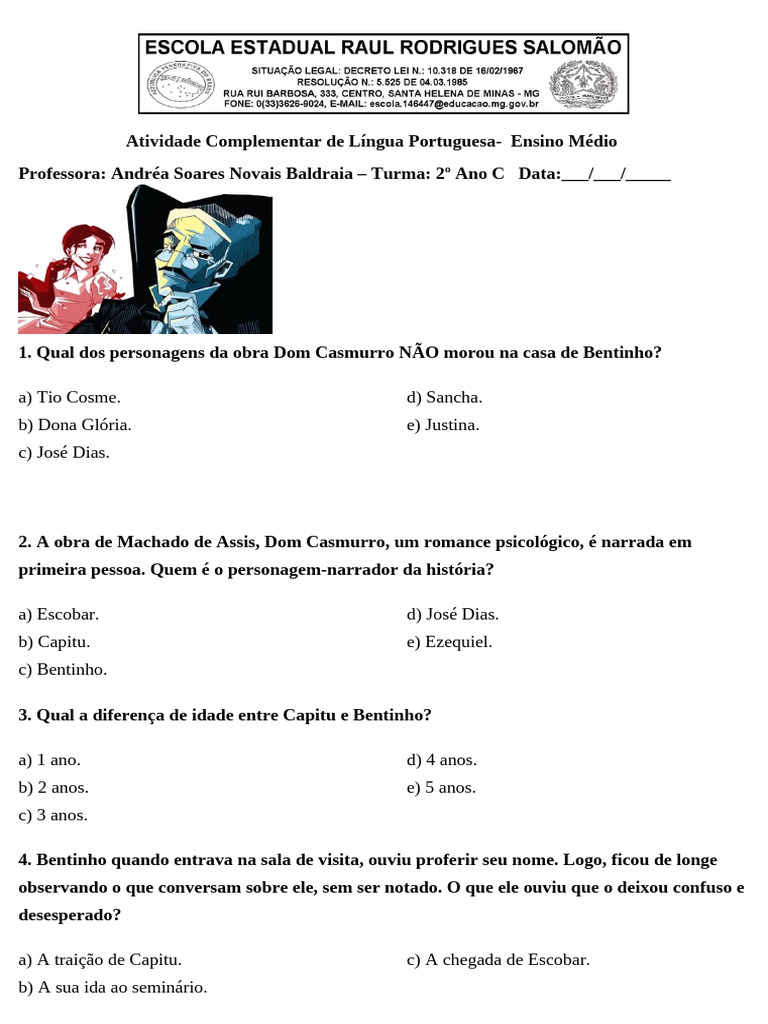 Atividade Complementar de Língua Portuguesa - 2º Ano | PDF