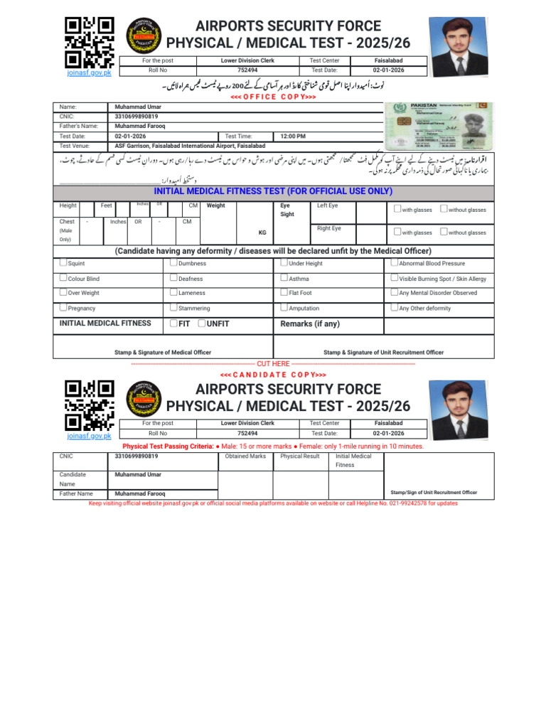 Test Slip - Join ASF | PDF | Medical Specialties | Diseases And Disorders