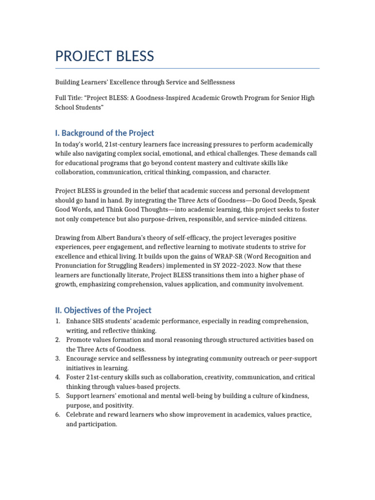 Project_BLESS_Proposal 2 | PDF | Learning | Reading Comprehension