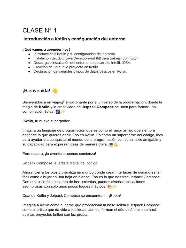 APPS (Clase 1) - Introducción A Kotlin | PDF | Java (lenguaje de ...