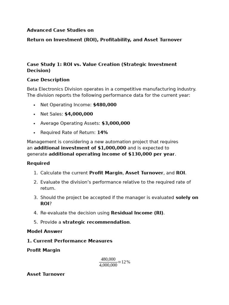 Roi | PDF | Return On Investment | Market (Economics)