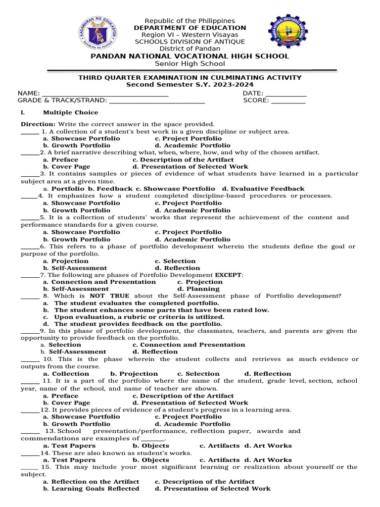 3rdQuarterExamination Culminating Laptop Nakon | PDF | Teachers | Cognition