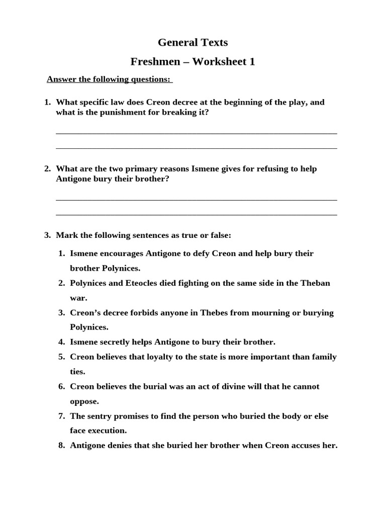 General Texts Worksheet1 | PDF