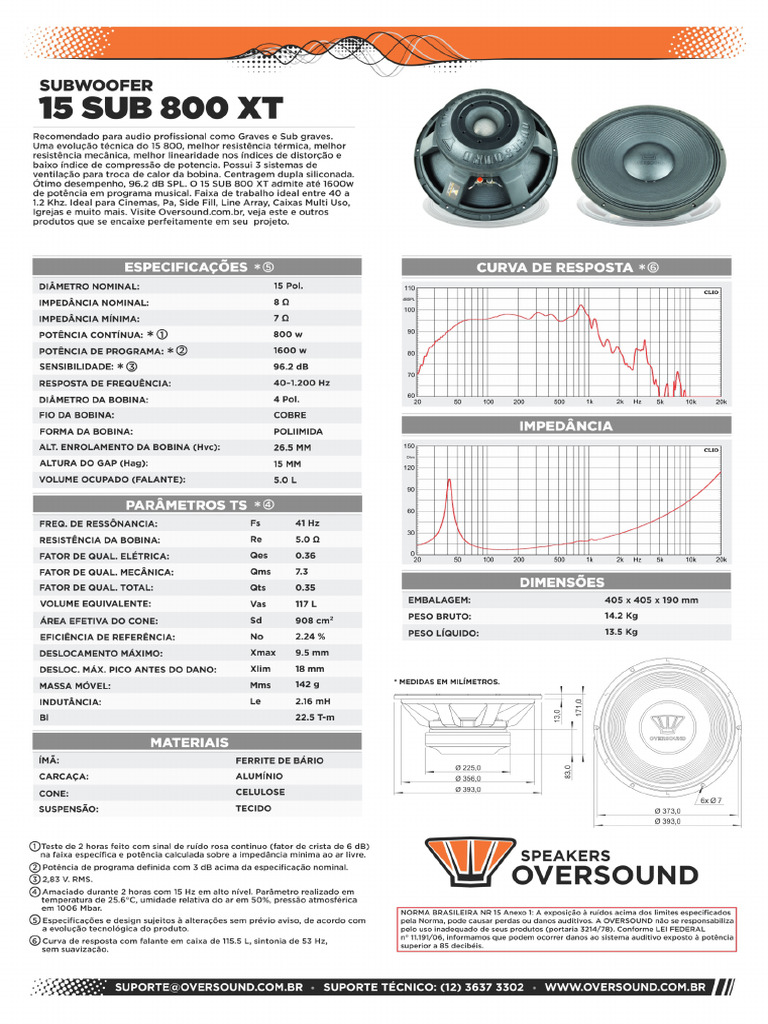Datasheet 15 SUB 800 XT BR Web | PDF