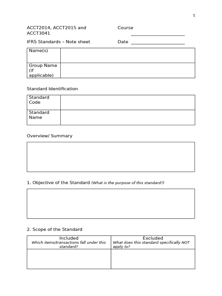 ACCT MSBM Undergraduate - IfRS Note Sheet AY25-26 | PDF