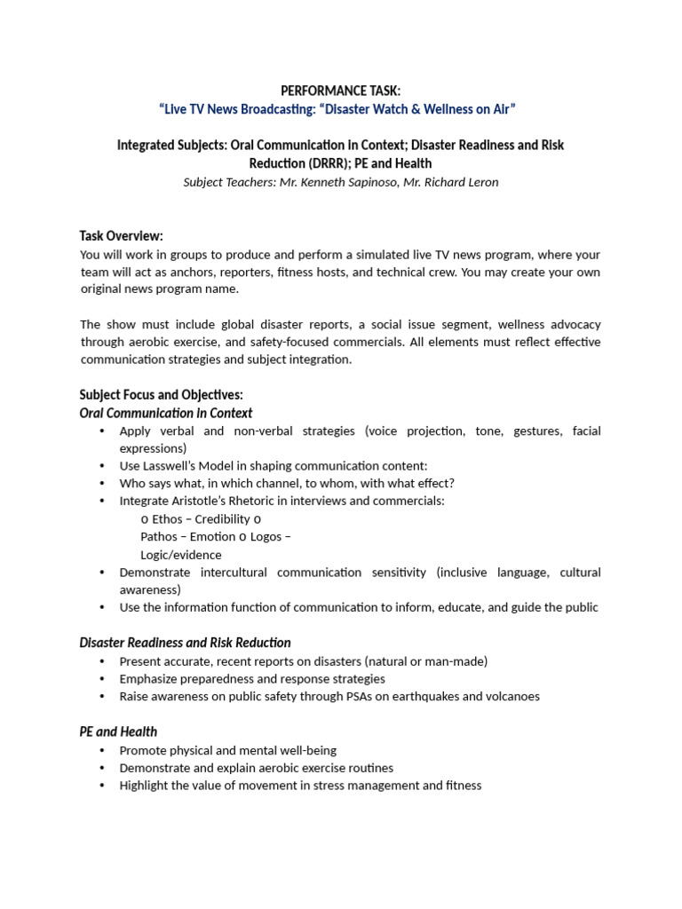 Performance Task Oralcommunication | PDF | Communication | Nonverbal ...