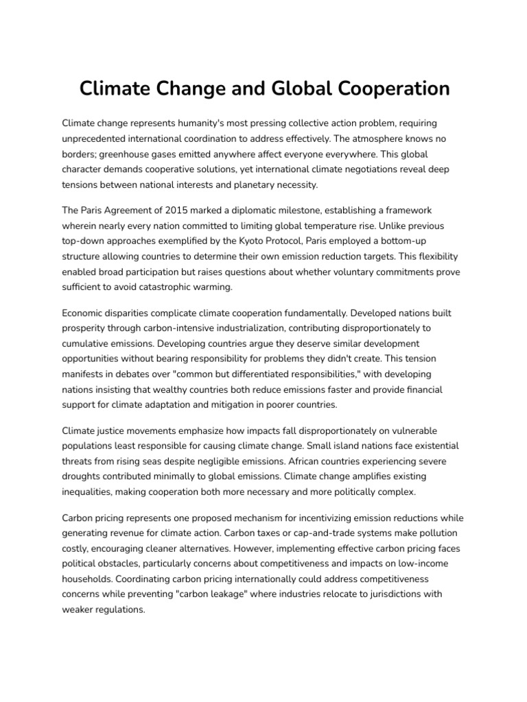 Climate Change and Global Cooperation | PDF