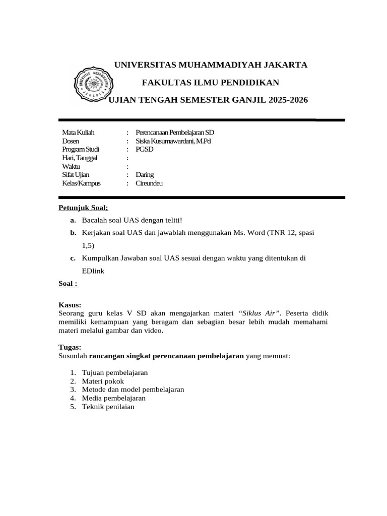 UAS Perencanaan Pembelajaran RPL | PDF