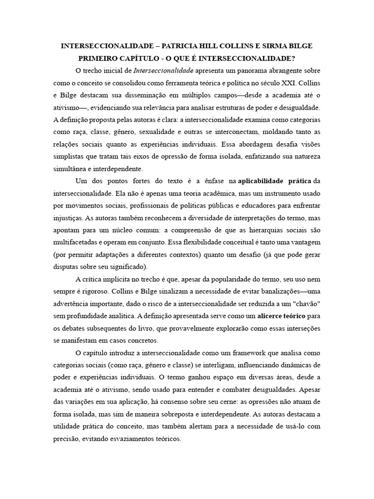 Resumo de "Interseccionalidade" - Patricia Hill Collins e Sirma Bilge ...