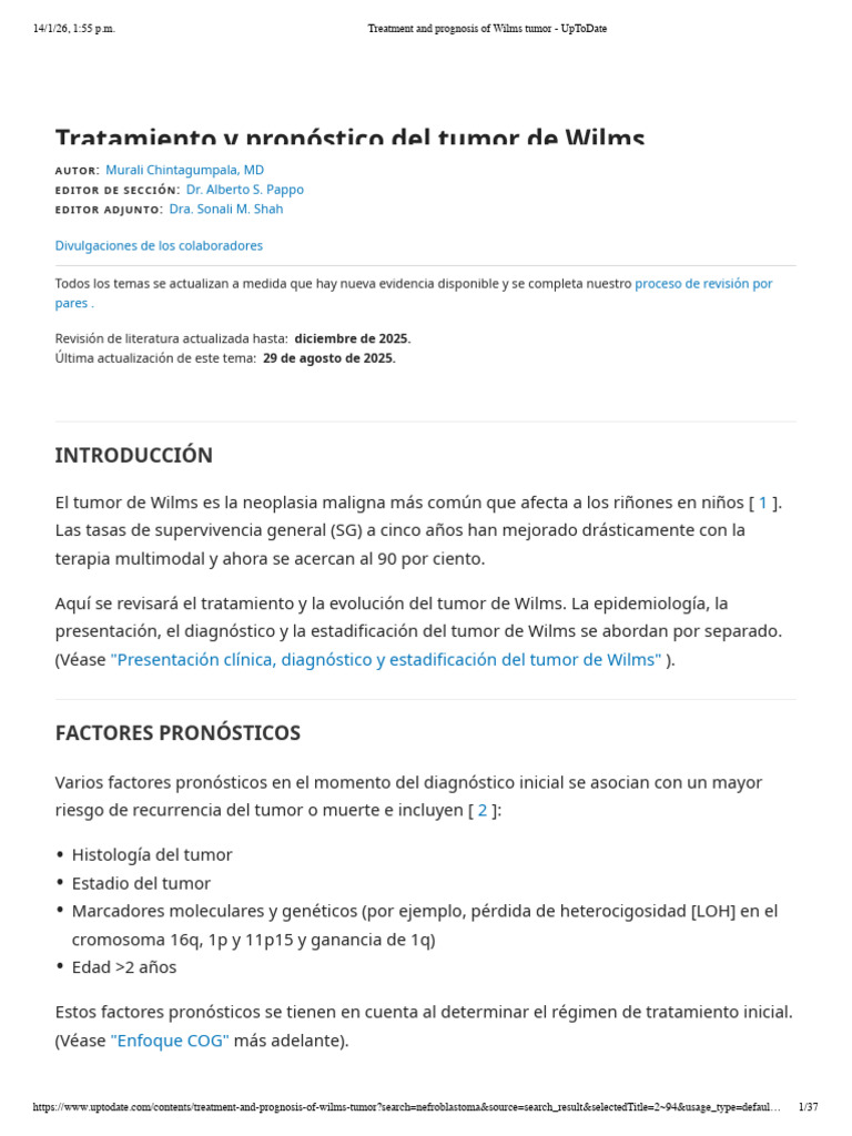 Treatment and Prognosis of Wilms Tumor - UpToDate | PDF | Cáncer ...