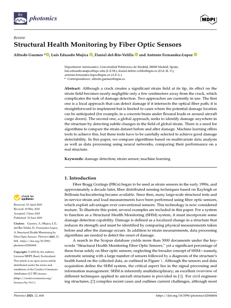 Structural Health Monitoring by Fiber Optic Sensor | PDF | Principal ...