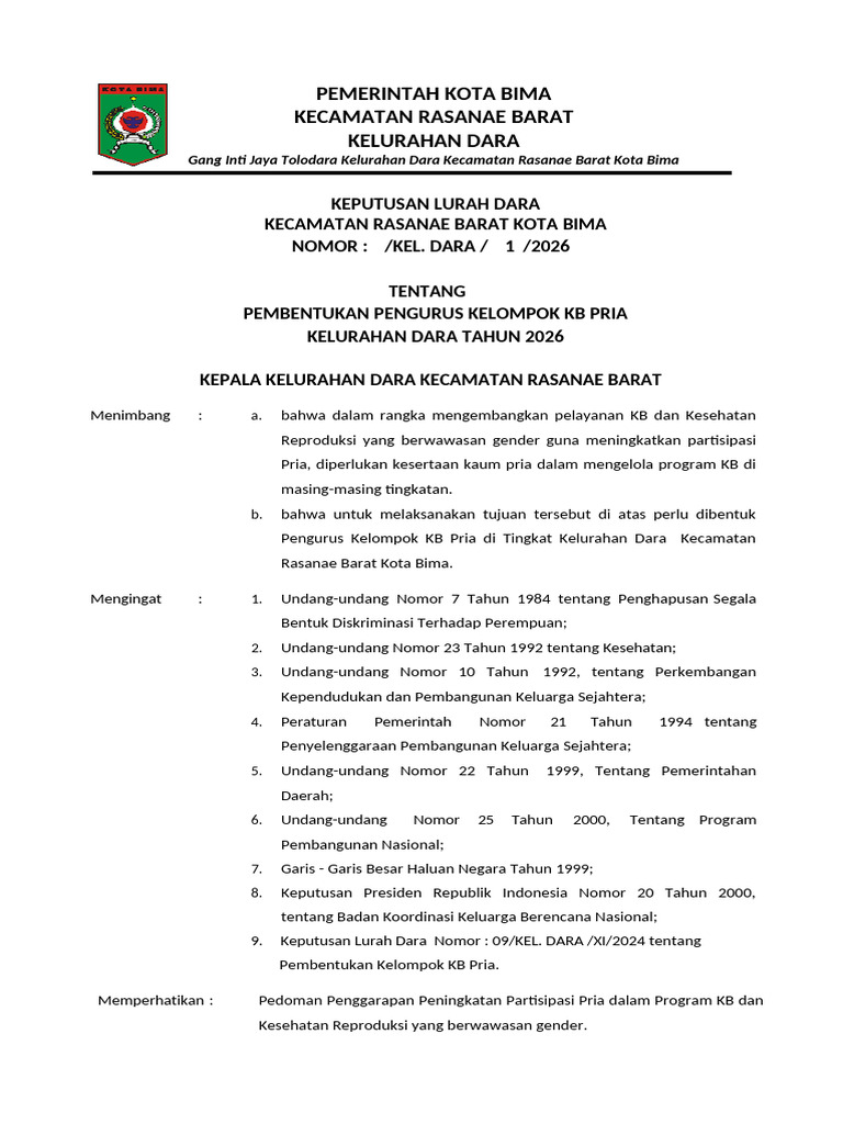 SK Kelompok KB Pria 2026 | PDF