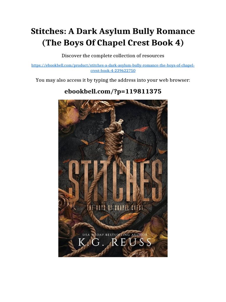 Stitches: A Dark Asylum Bully Romance (The Boys of Chapel Crest Book 4 ...