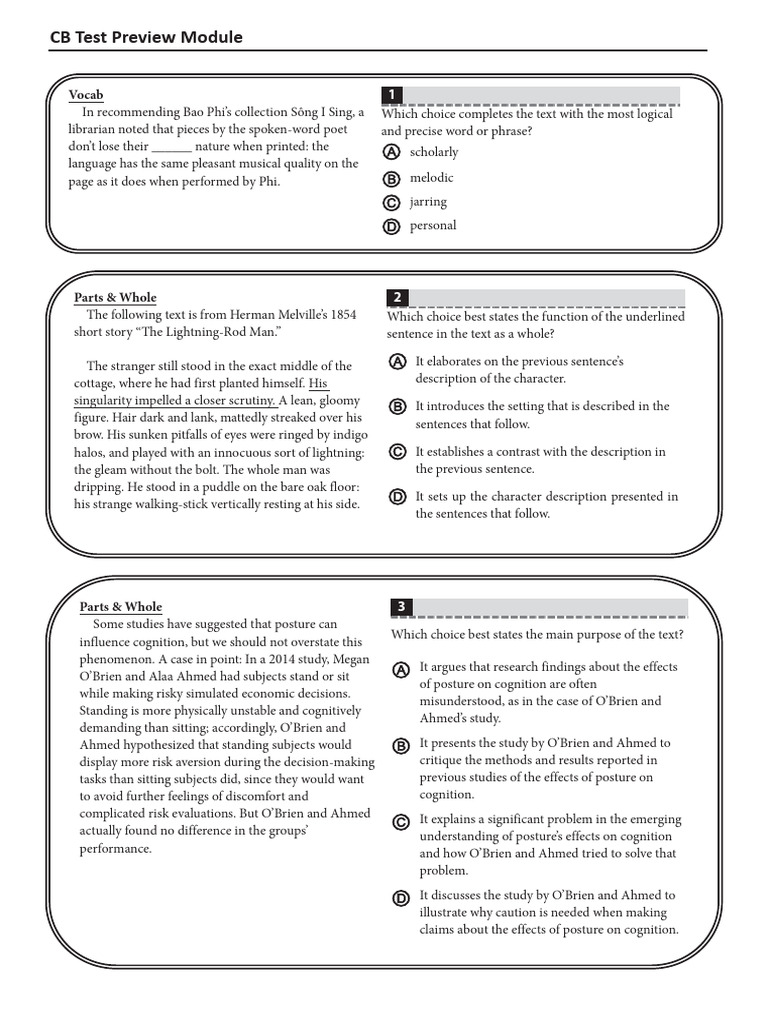 Digital Mock Test Preview Qs (8 RW) NO HIGHLIGHT | PDF | Risk | Cognition